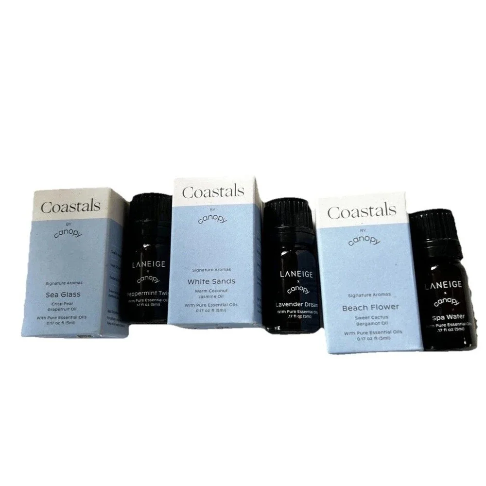 6 bottles Laneige & coastal by Canopy Essential Oils .17 oz 5 ml